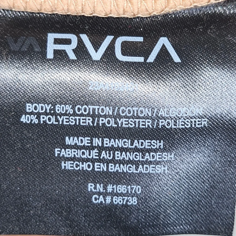 RVCA Wilson PULLOVER Hoodie Sweatshirt Tan‎ Brown Embroidered VA Logo Mens Small
